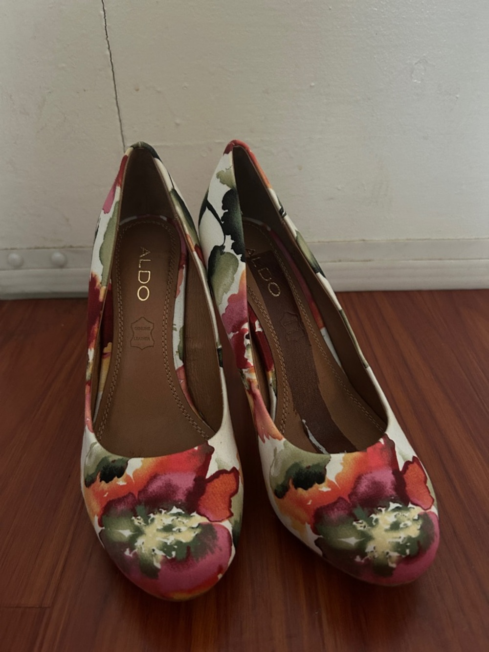 ALDO Floral Multi-Color Round-Toe Heels